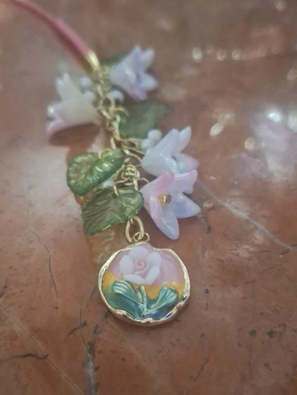 Delicate Set Of Pink & Blue Floral Charm Phone Straps